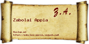 Zabolai Appia névjegykártya